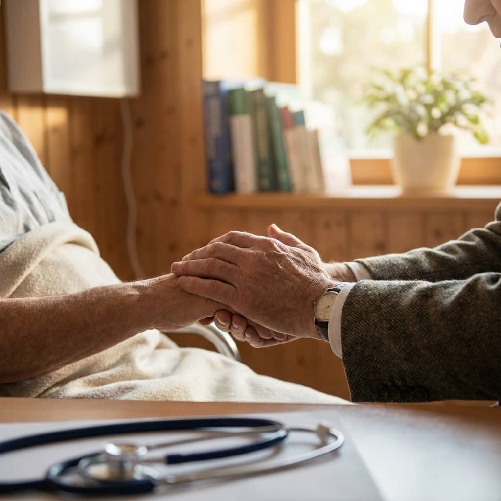 Doctor holding patient's hand